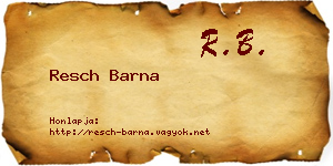 Resch Barna névjegykártya